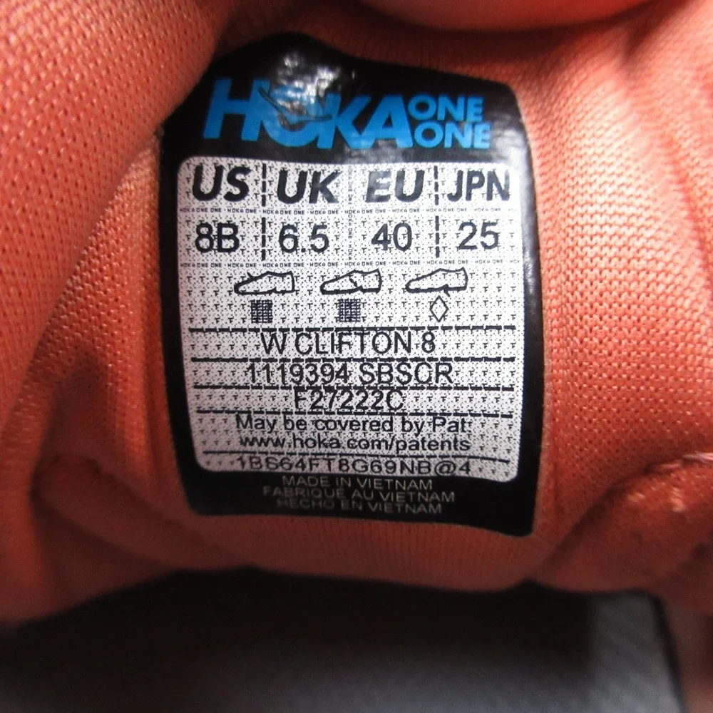 Hoka One One Sneakers Womens 8 B US Orange Clifton 8 Running Shoes Trainers